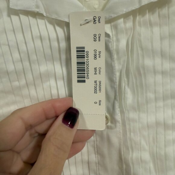 J. Crew Cream Swiss Dot White Tuxedo Style Placket LS Blouse‎ Size 0 NWT - Picture 4 of 8